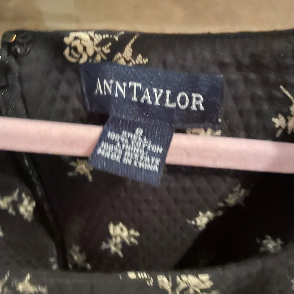 Ann Taylor Black Beige Floral Seersucker Dress Business Career Preppy Feminine 8 - Picture 7 of 9